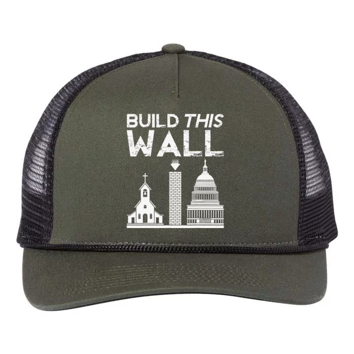 Build This Wall Separation Of Church And State USA Retro Rope Trucker Hat Cap