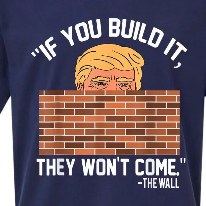 Build The Wall Support President Of Usa Trump Gift Sueded Cloud Jersey T-Shirt