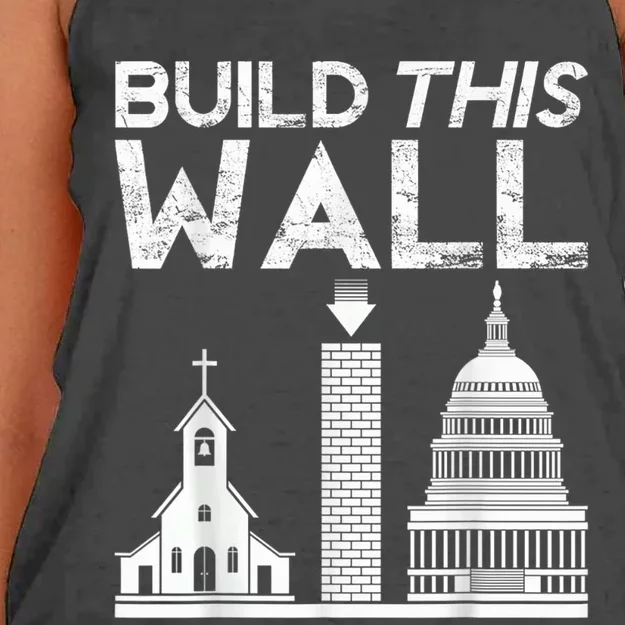 Build This Wall Separation Of Church And State Usa Women's Knotted Racerback Tank