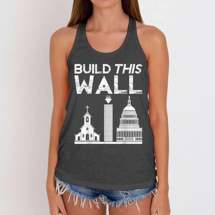 Build This Wall Separation Of Church And State Usa Women's Knotted Racerback Tank