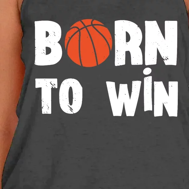 Born To Win Basketball Bball Baller Playing Basketball Women's Knotted Racerback Tank