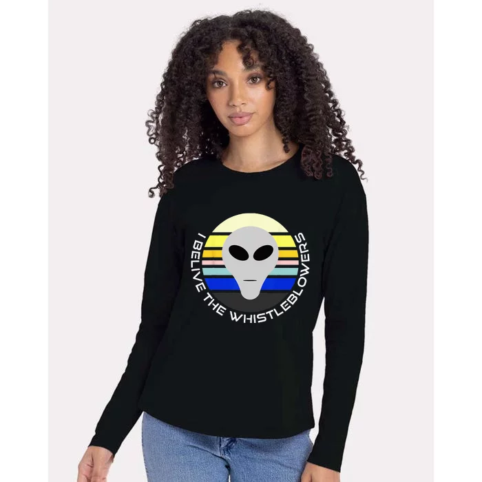 Believe The Whistleblowers Retro Vintage Style Alien Design Womens Cotton Relaxed Long Sleeve T-Shirt