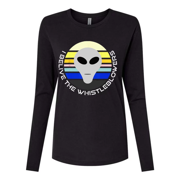 Believe The Whistleblowers Retro Vintage Style Alien Design Womens Cotton Relaxed Long Sleeve T-Shirt