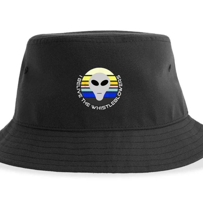 Believe The Whistleblowers Retro Vintage Style Alien Design Sustainable Bucket Hat