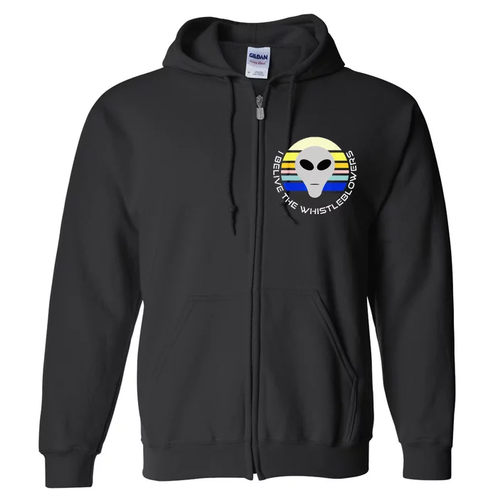 Believe The Whistleblowers Retro Vintage Style Alien Design Full Zip Hoodie