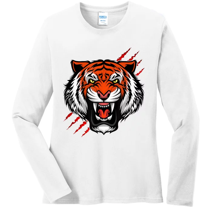 Bengal Tiger Wildlife Big Cat Ladies Long Sleeve Shirt