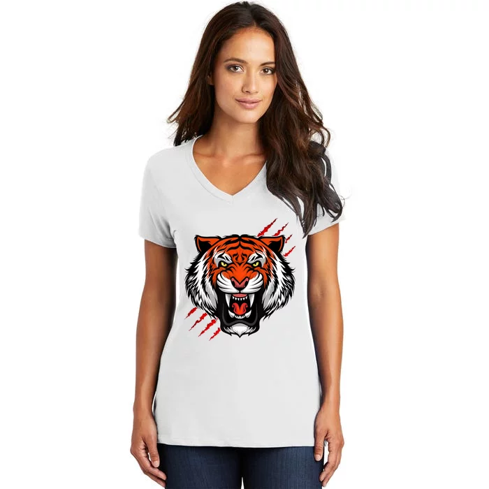 Bengal Tiger Wildlife Big Cat Women's V-Neck T-Shirt