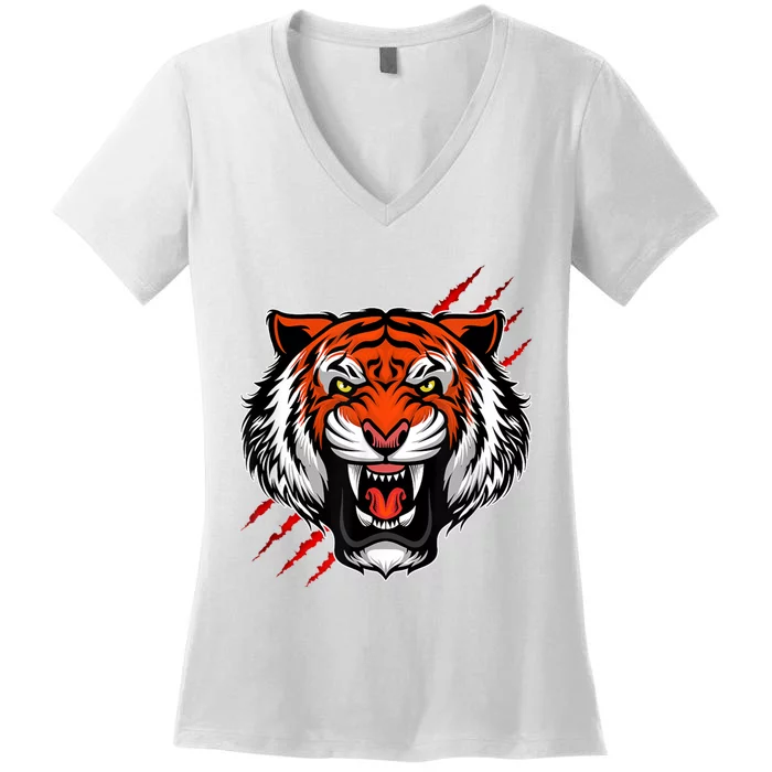 Bengal Tiger Wildlife Big Cat Women's V-Neck T-Shirt