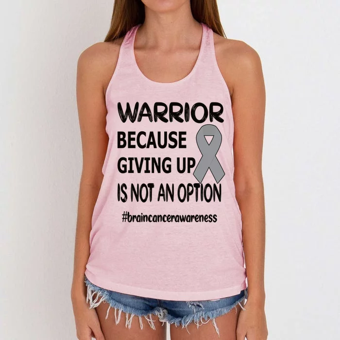 Brain Tumor Warrior Brain Cancer Awareness Ribbon Gift Women's Knotted Racerback Tank