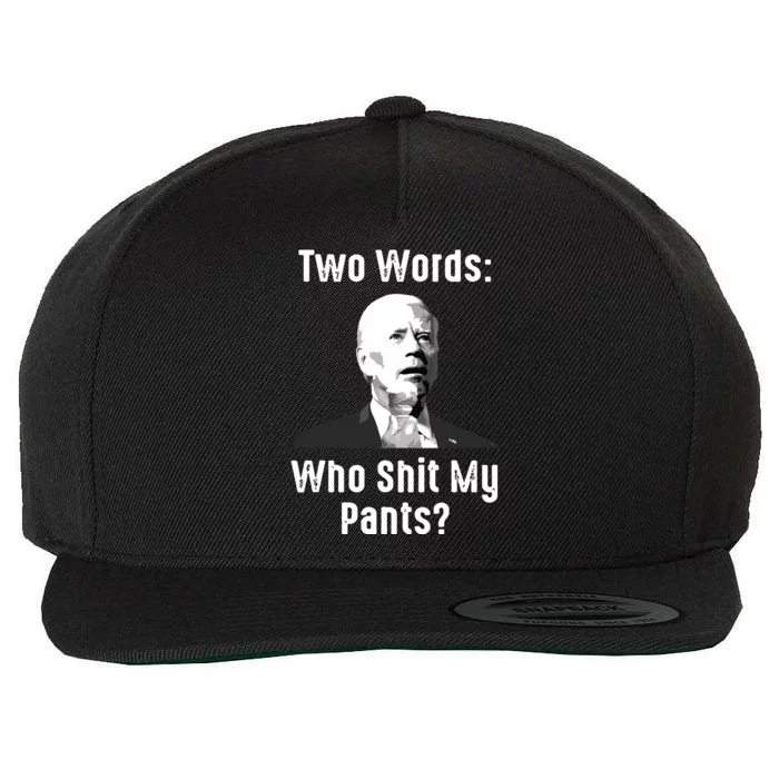 Biden Two Words Who Shit My Pants Funny Antibiden Wool Snapback Cap