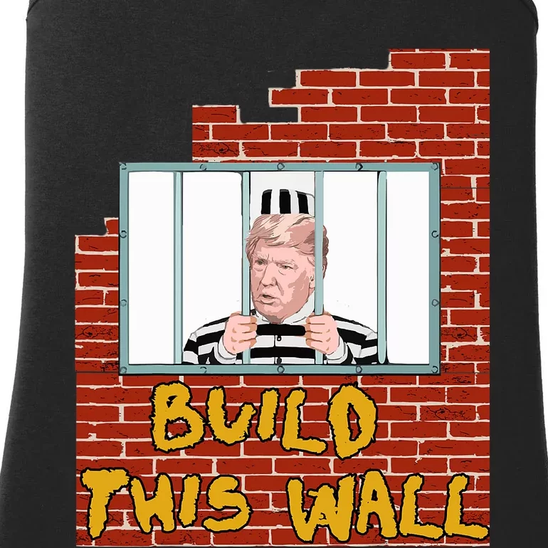 Build This Wall Lock Him Up Anti Trump Impeachment 45 Ladies Essential Tank