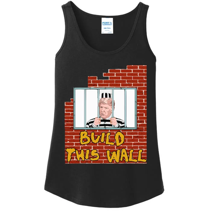 Build This Wall Lock Him Up Anti Trump Impeachment 45 Ladies Essential Tank