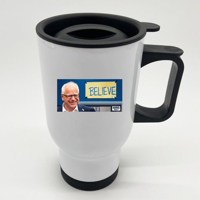 Believe Tim Walz Front & Back Stainless Steel Travel Mug