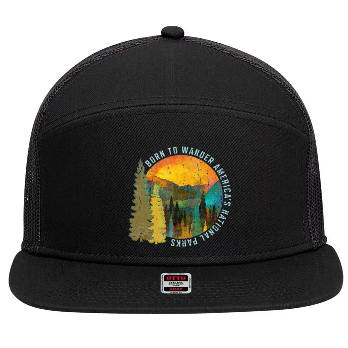 Born To Wander Americas National Parks Vintage 7 Panel Mesh Trucker Snapback Hat