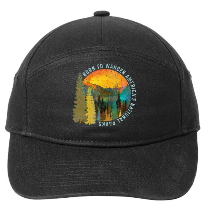 Born To Wander Americas National Parks Vintage 7-Panel Snapback Hat