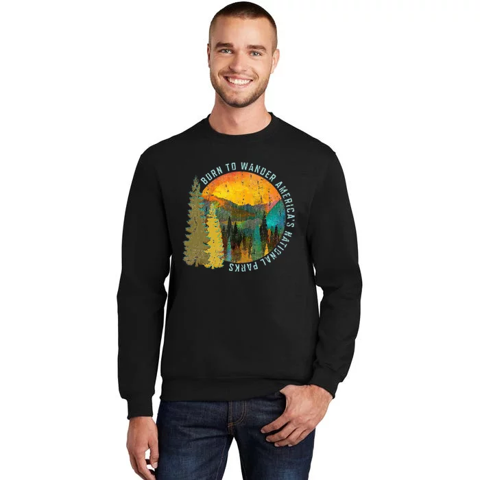 Born To Wander Americas National Parks Vintage Tall Sweatshirt