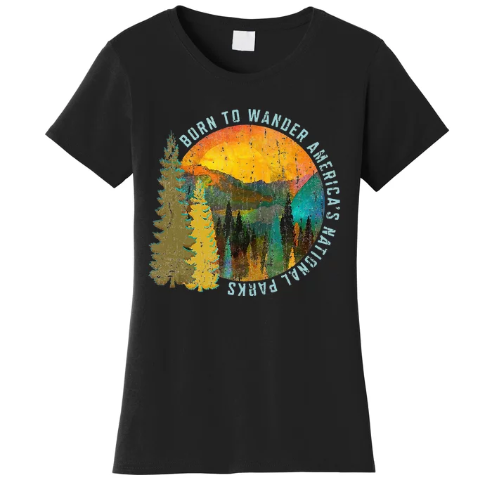 Born To Wander Americas National Parks Vintage Women's T-Shirt