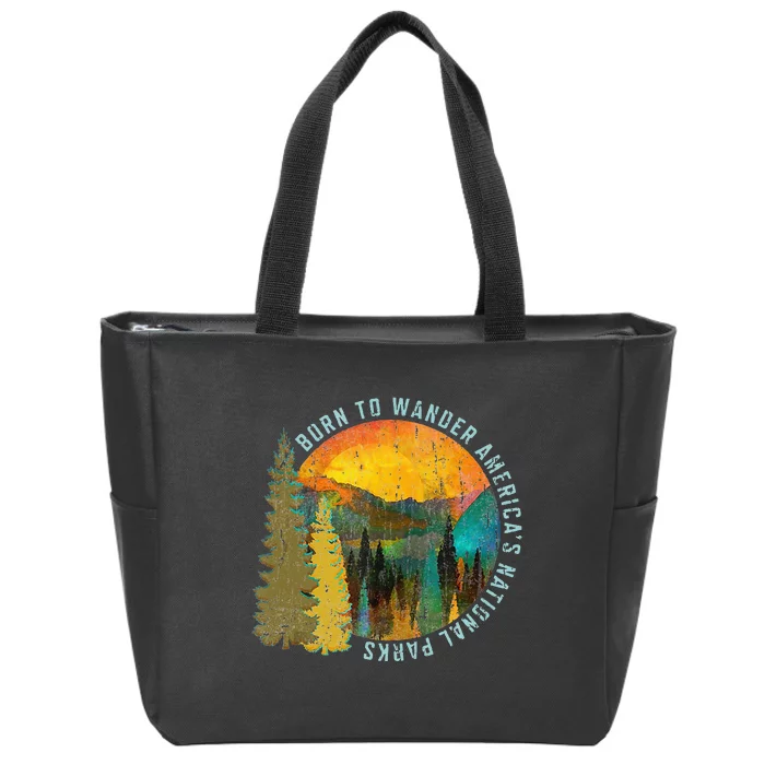 Born To Wander Americas National Parks Vintage Zip Tote Bag