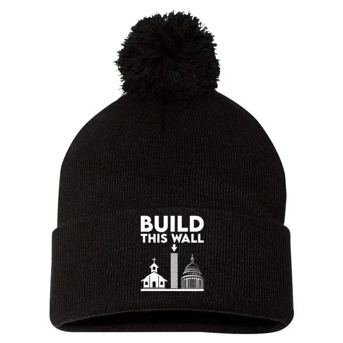 Build This Wall Separation Of Church And State Pom Pom 12in Knit Beanie