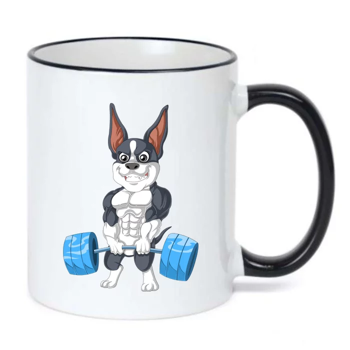 Boston Terrier Weightlifting Black Color Changing Mug