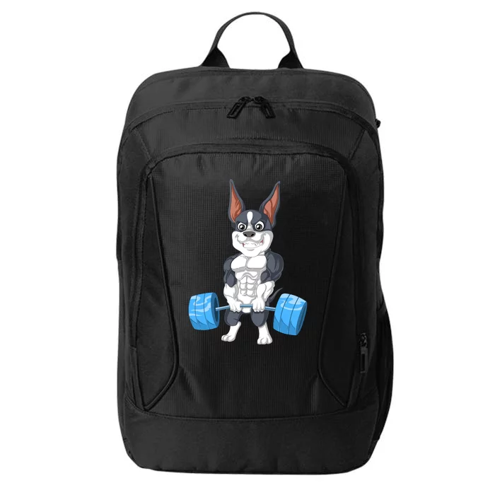 Boston Terrier Weightlifting City Backpack