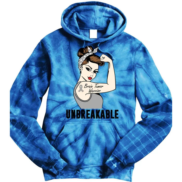 Brain Tumor Warrior Unbreakable Perfect Strong Cool Gift Tie Dye Hoodie