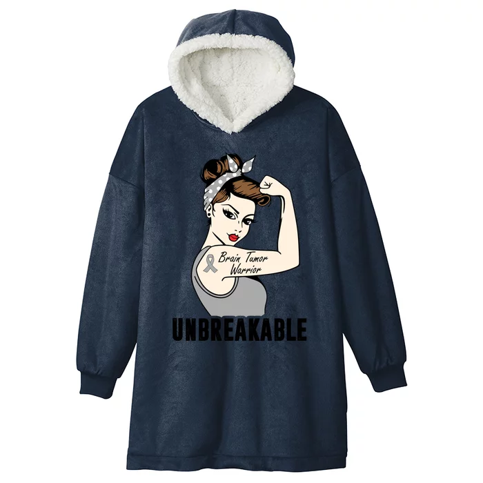 Brain Tumor Warrior Unbreakable Perfect Strong Cool Gift Hooded Wearable Blanket