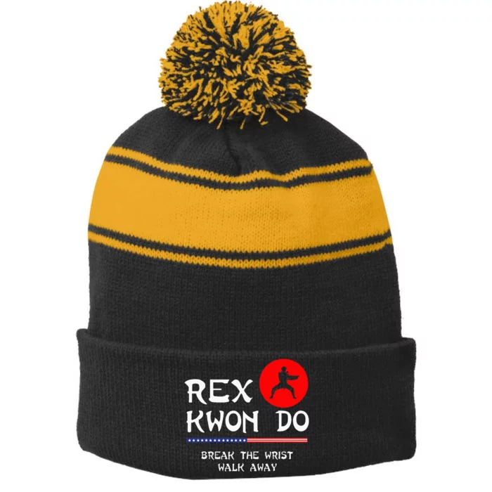 Break The Wrist Walk Away Rex Kwon Do Stripe Pom Pom Beanie