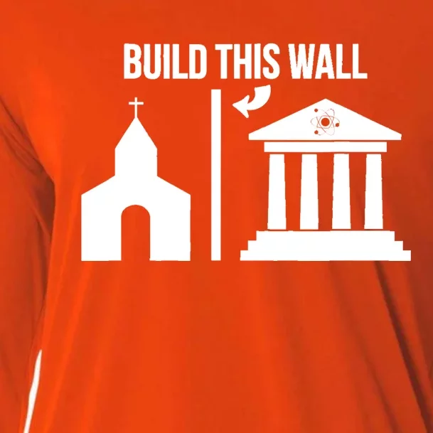 Build This Wall Giftseparate Church And State Science March Gift Cooling Performance Long Sleeve Crew