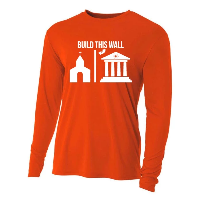 Build This Wall Giftseparate Church And State Science March Gift Cooling Performance Long Sleeve Crew