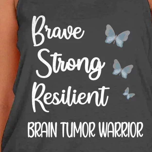 Brain Tumor Warrior Brain Cancer Awareness Gray Ribbon Gift Women's Knotted Racerback Tank