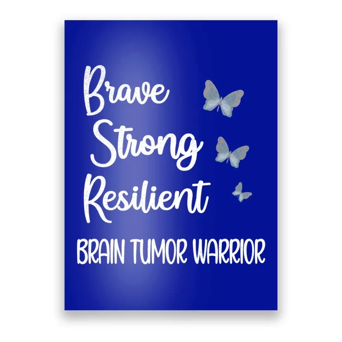 Brain Tumor Warrior Brain Cancer Awareness Gray Ribbon Gift Poster