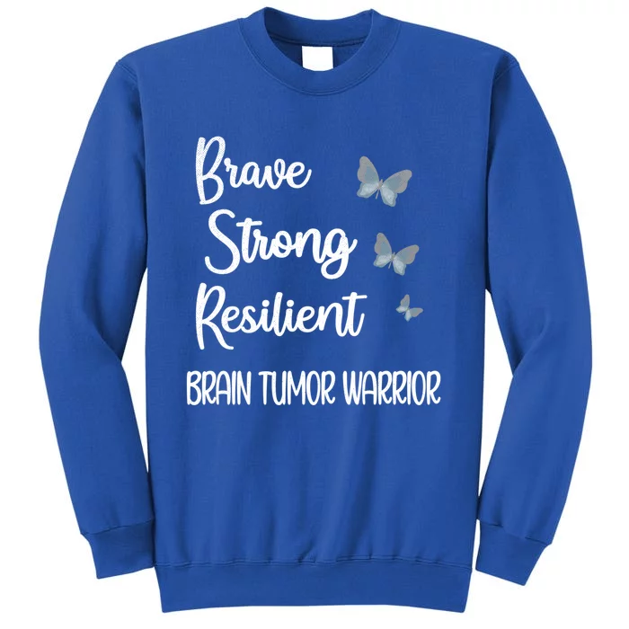 Brain Tumor Warrior Brain Cancer Awareness Gray Ribbon Gift Tall Sweatshirt