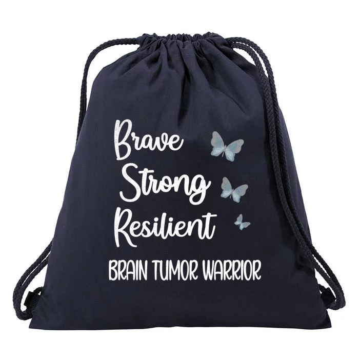 Brain Tumor Warrior Brain Cancer Awareness Gray Ribbon Gift Drawstring Bag