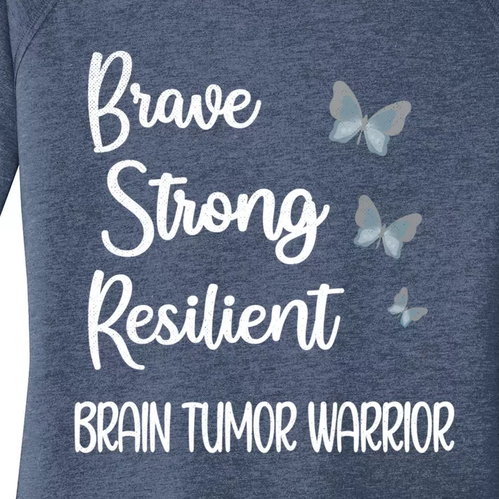 Brain Tumor Warrior Brain Cancer Awareness Gray Ribbon Gift Women's Perfect Tri Tunic Long Sleeve Shirt