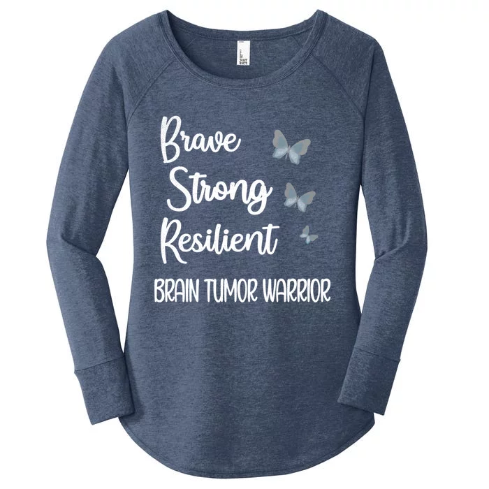 Brain Tumor Warrior Brain Cancer Awareness Gray Ribbon Gift Women's Perfect Tri Tunic Long Sleeve Shirt