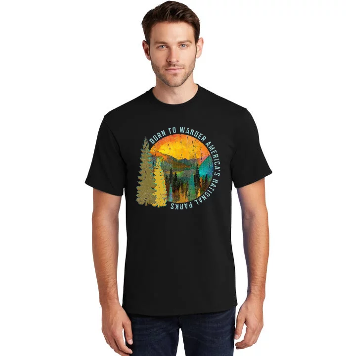 Born To Wander Americas National Parks Vintage Tall T-Shirt