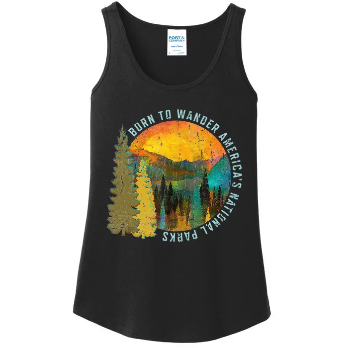 Born To Wander Americas National Parks Vintage Ladies Essential Tank