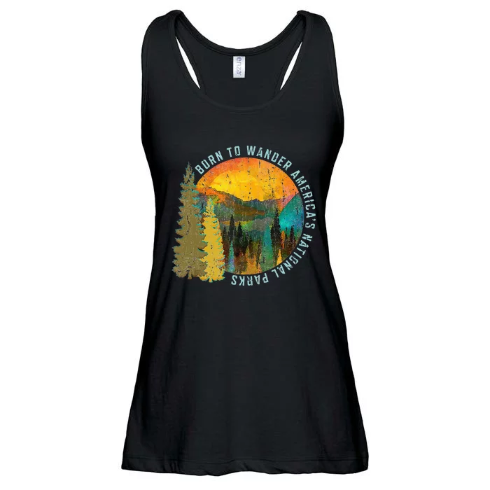 Born To Wander Americas National Parks Vintage Ladies Essential Flowy Tank