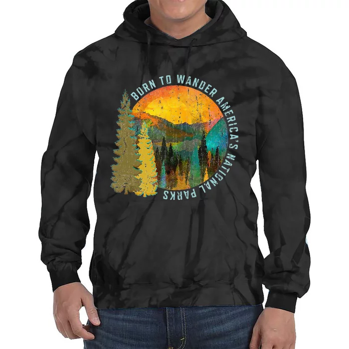 Born To Wander Americas National Parks Vintage Tie Dye Hoodie