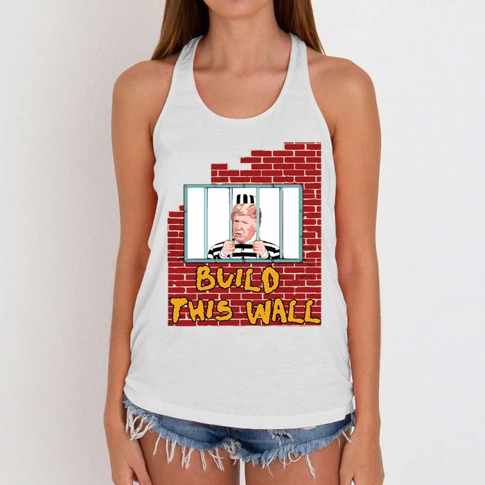 Build This Wall Lock Him Up Anti Trump Impeachment 45 Women's Knotted Racerback Tank