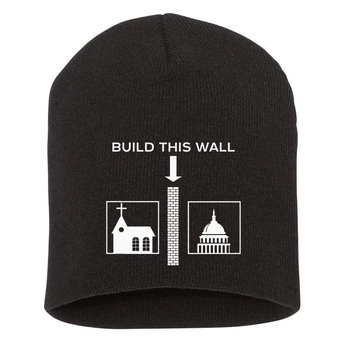 Build This Wall Ironic Separate Church And State Funny Short Acrylic Beanie