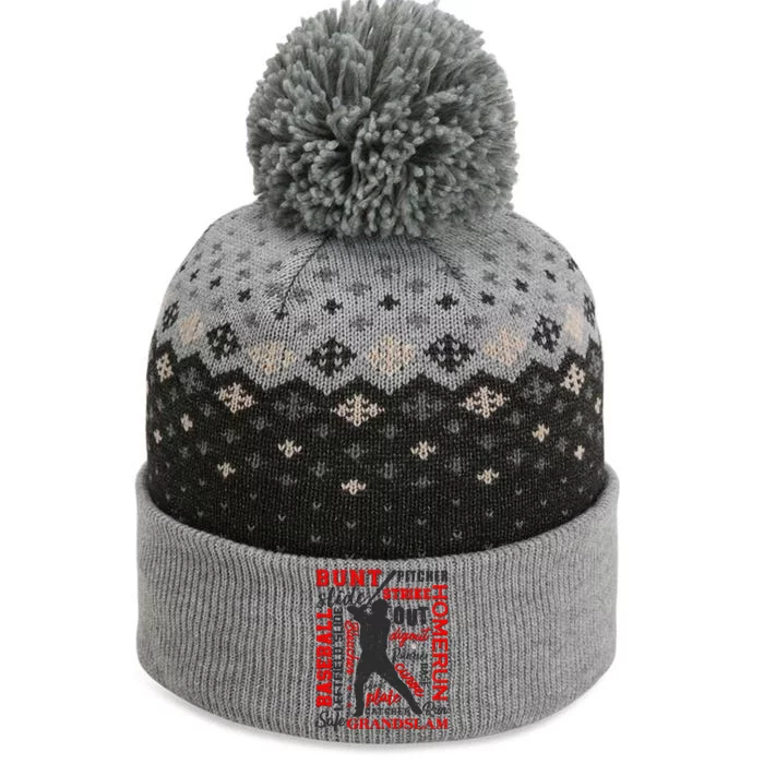 Baseball Typography Word Art The Baniff Cuffed Pom Beanie