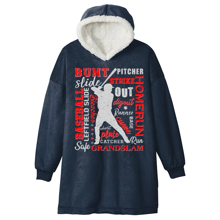 Baseball Typography Word Art Hooded Wearable Blanket