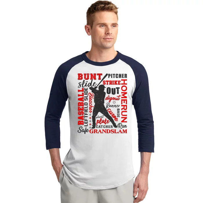 Baseball Typography Word Art Baseball Sleeve Shirt