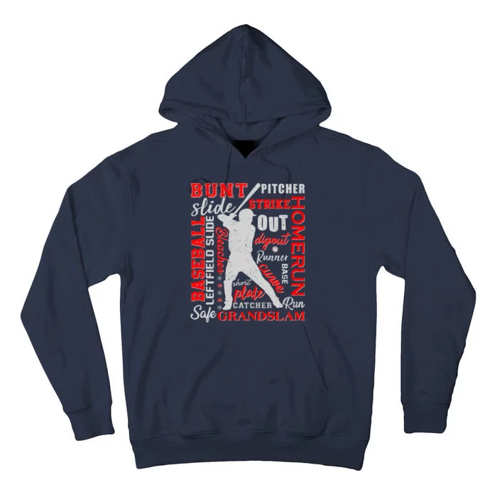 Baseball Typography Word Art Tall Hoodie