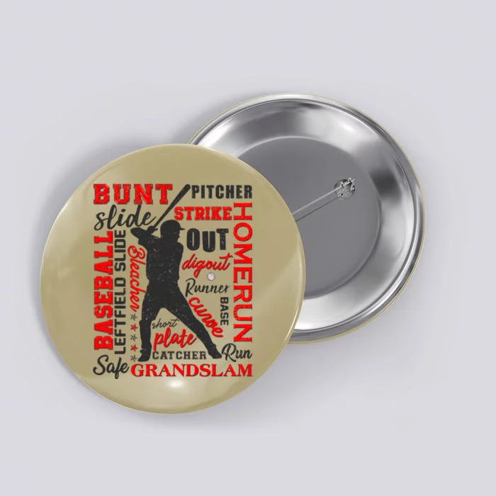 Baseball Typography Word Art Button