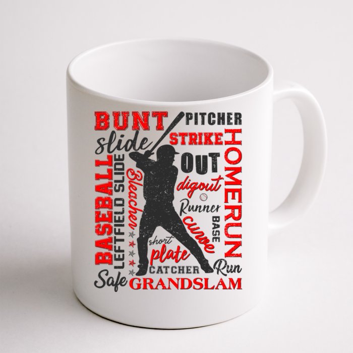 Baseball Typography Word Art Front & Back Coffee Mug