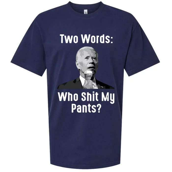 Biden Two Words Who My Pants Funny Antibiden Sueded Cloud Jersey T-Shirt