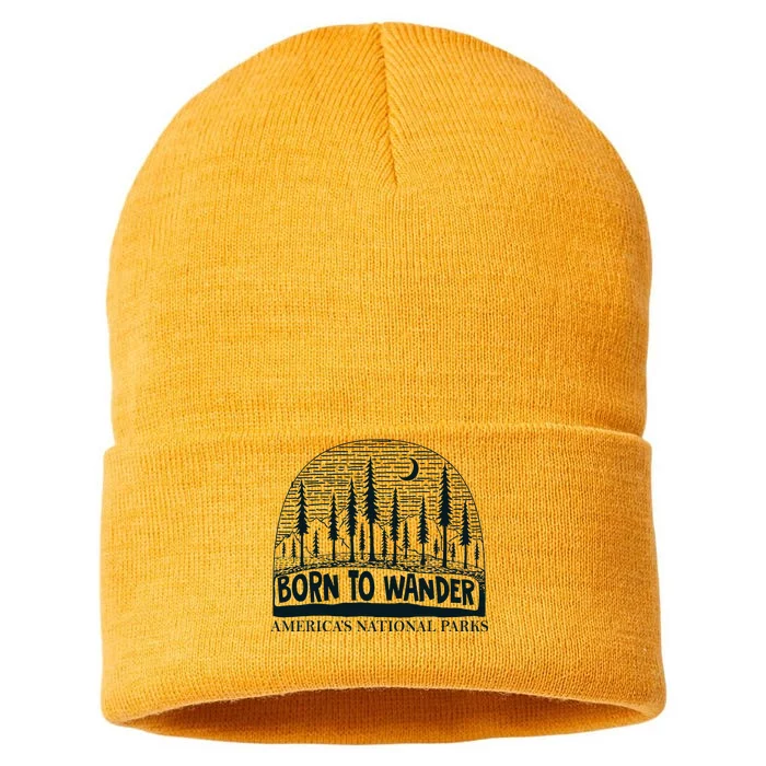 Born To Wander AmericaS National Parks Nature Sustainable Knit Beanie